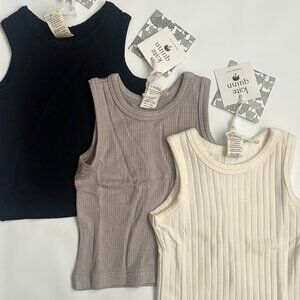NWT Kate Quinn 3 Pack Tanks 3-6M Bamboo Cotton Modal Neutral Set